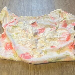 Abercrombie & Fitch Floral Ruffle Blouse - White, Pink, Green